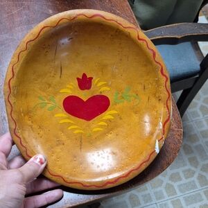 Rustic Heart Design Wooden Bowl